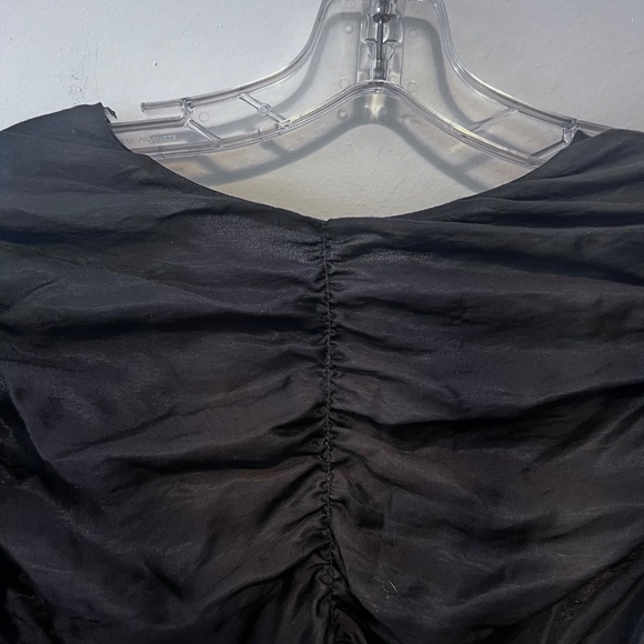 H&M Black Poof Sleeve Ruched Front, Back Sleeve Full Zip back Goth Romantic XL - Picture 3 of 12
